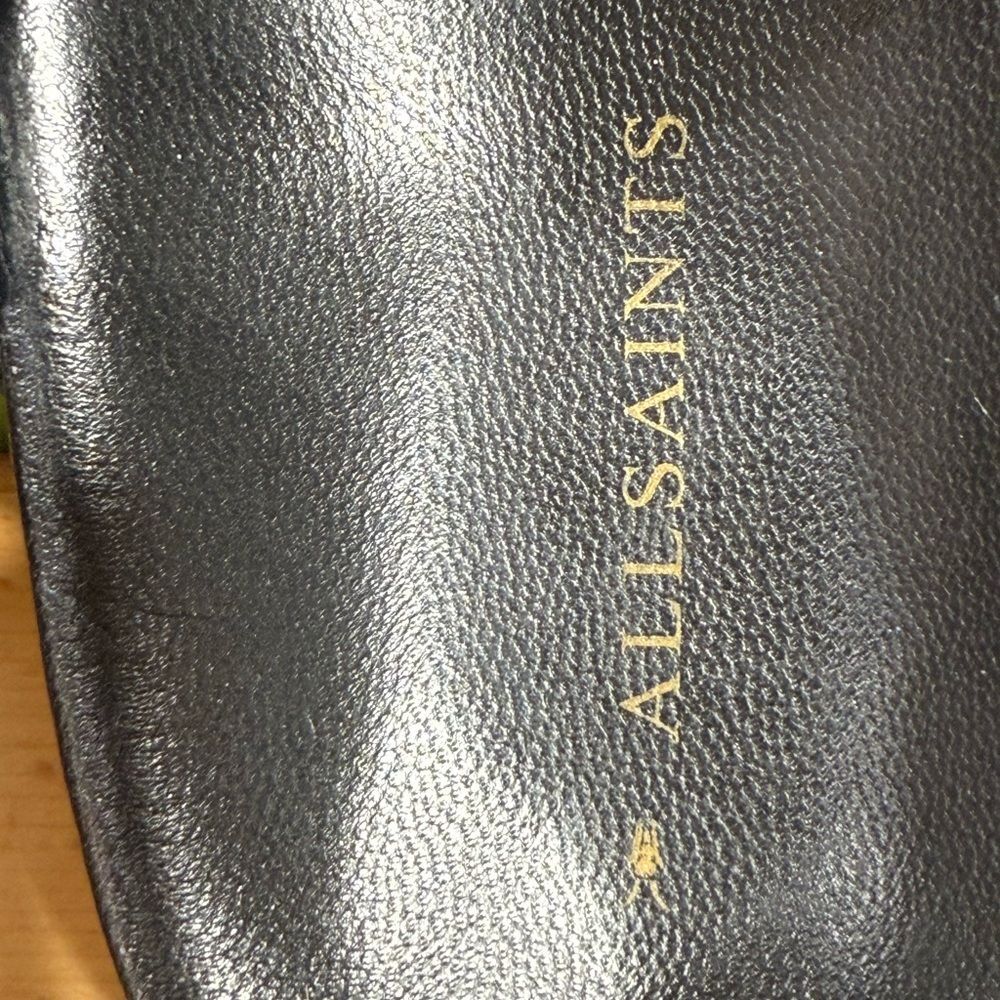 All Saints Black Leather Sandals with Gold Details - Picture 7 of 16